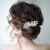 Foyte Crystal Wedding Hair Comb Rhinestone Bride headpiece Silver Butterfly hair piece Leaf Side Hair Combs for Women and Brides
