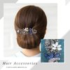 Olbye Rhinestone Hair Clip Silver Hair Clip Pearl Hair Barrette Holder For Women and Girls 1Pcs