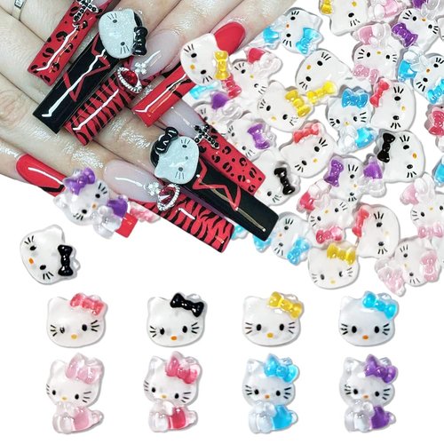 80 Pcs Kawaii Nail Charms for Acrylic Nails Resin Nail Design 3D Nail Charms Decoration Cute Nail Rhinestones Accessories DIY Manicure Tezocr Nail Charms Jewelry Studs