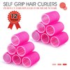 Hair Curlers Rollers, 12Pcs Hair Rollers Hair Curlers Self Grip Holding Rollers with 12 Pcs Hair Clips for Long Medium Short Thick Fine Thin Hair Bangs Volume