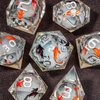 OUKELANWO Liquid Core Koi Fish DND Dice Set D&D with Box, 7Pcs Sharp Edge Resin Dungeons and Dragons Polyhedral Role Playing Gaming Dice, Ocean RPG D and D D20 D12 D10 D8 D6 D4 Dice