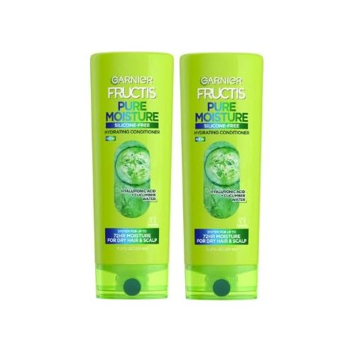 Garnier Fructis Pure Moisture Hydrating Conditioner Hyaluronic Acid + Cucumber Water, 11.3 FL.OZ (334 ml) - Pack of 2