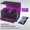 MTG Deck Box with 2 Commander Display, Commander Deck Box Fits 320+ Single Sleeved Cards, Deck Box MTG with Dice Tray, Magnetic MTG Deck Box Storage with 35pt Card Brick & 4 Dividers (Black&Purple)