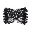 Ruihfas Vintage Beaded Crystal Flower Easy Stretchy Double Clips Hair Comb Hair Accessories (Black)