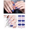 16 Sheets 4th of July Nail Polish Stickers Strips EBANKU Patriotic American Flag Nail Wraps Full Wraps Independence Day Nail Strips Self-Adhesive with Nail File