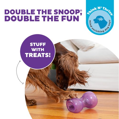Outward Hound by Planet Dog Double Snoop Interactive Treat Stuffer Durable Dog Toy, Dog Treat Toy, Purple