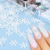 6 Grids Snowflake Nail Art Stickers Decals 3D Snowflake Nail Glitter Sequins Holographic Laser White Gold Silver Snowflake Nail Art Glitter Flakes Christmas Nail Sequins Winter Xmas Snow Nail Glitter