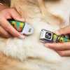 Dog Collar Seatbelt Buckle Cali Tropical Aqua Multi Color 15 to 26 Inches 1.0 Inch Wide