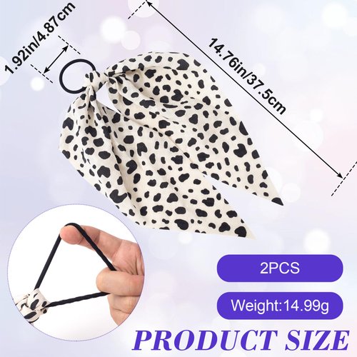 Mxxipp 2pcs Spotted Pattern Hair Band for Women, Non-Slip Rabbit Bunny Ear Bow Hair Tie Ropes, Bowknot Elastic Ponytail Holder Hair Scrunchies Accessories for Curly Straight Thin Thick Fine Hair