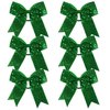 Cheer Bow Sequin 6 Inch 6 Pcs Bling Fling Cheerleader Cheerleading Jumbo Cheer Bow Hair Tie Hair Bow School (Green)