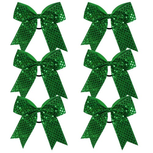 Cheer Bow Sequin 6 Inch 6 Pcs Bling Fling Cheerleader Cheerleading Jumbo Cheer Bow Hair Tie Hair ...