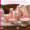 Rtteri 100 Pcs Tea Party Decorations Set Includes 50 Disposable 9 oz Bird Blossom Paper Tea Cups and 50 Plates, Floral Paper Tea Cups and Saucers for Hot Cold Drink Wedding Birthday Baby Bridal Shower