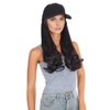 GUOJIAN Baseball Cap with Hair Extensions for Women Adjustable Hat with Synthetic Wavy Wig Attached 18inch Long Body Wave Hair (F1B/wine red, 18Inch)