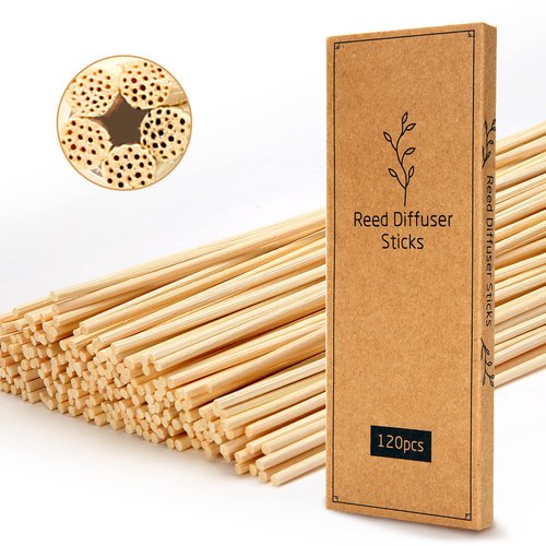 T&C 120PCS Reed Diffuser Sticks,7.5 Inch Natural Rattan Wood Sticks,Diffuser Refills,Essential Oil Aroma Diffuser Replacements Sticks for Home,Office