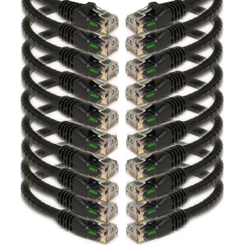 iMBAPrice 3' Cat5e Network Ethernet Patch Cable, 10 Pack, Black (IMBA-CAT5-03BK-10PK)