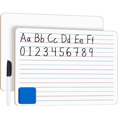 MaxGear Double Sided Whiteboard Lined, 9'' x 12'' Dry Erase Board with Lines for Students School Supplies, Ruled Writing Board Handwriting Practice Including 1 Marker and 1 Eraser