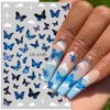 3D Pink Blue Butterfly Nail Stickers for Women Butterfly Nail Decals for Nail Art Supplies Butterfly Nail Art Stickers for Nail Designs Cartoon Butterfly Stickers for Nails Butterflies Nail Decor