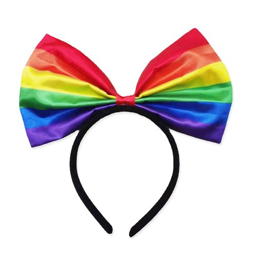 HAIMITI Pride Day Headband Colorful Rainbow Hairband Bright Color Bow Headband for LGBT Pride Month Parade Hair Accessories for Women Girls Bow Tie Headdress Party Cosplay Bowknot Hair Hoop, 1 PC