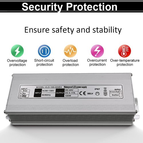 NISICO 12V LED Power Supply 100W Low Voltage Transformer Adapter,AC90-130V to DC12V 8.33A 100 Watts LED Driver Waterproof IP67 for Indoor and Outdoor LED Lights Use