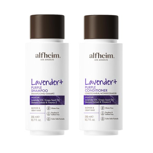 ALFHEIM Lavender Purple Shampoo Conditioner Set for Hair for Women, deeply moisturizes and leaves hair brighter for Fine and Thinning Hair, 'Lavender Oil, Grape Seed Oil, Quinoa Extract, Vitamin E