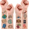 8 Sheets (96PCS) Travel Tattoo Stickers Map Theme Birthday Adventure Awaits Party Decorations Favors Supplies for Kids Gifts Classroom School Prizes Rewards