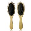 Amirce Wig Brush for Synthetic Wigs, Detangling Wigs Professional Wood Handle Hair Comb Wig Brush Set,WB-1