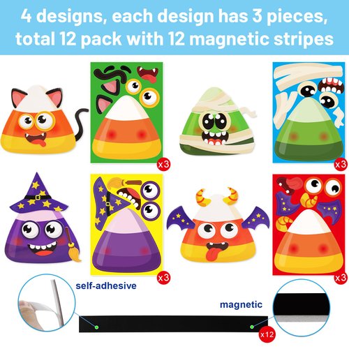 Halloween Crafts for Kids Candy Corn Magnet Foam Craft Kit for School Classroom Activities Halloween Party Ornament Supplies 12 Sets