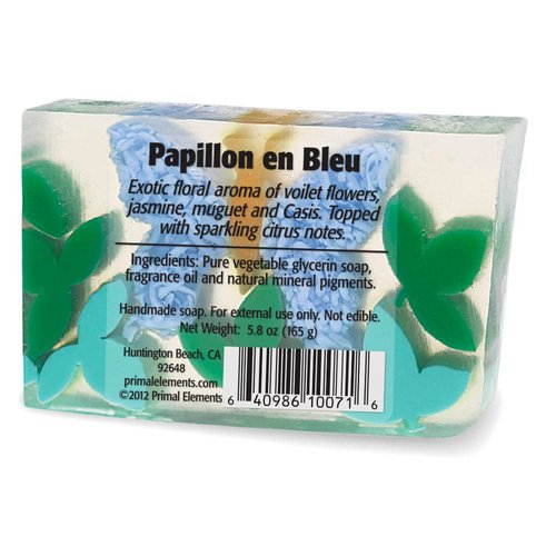 Primal Elements Glycerin Bar Soap | Helps All Skin Types, Sensitive, Oily & Dry Skin | NO PARABENS, VEGAN, GLUTEN FREE, 100% VEGETABLE BASE - (Papillon en Bleu)