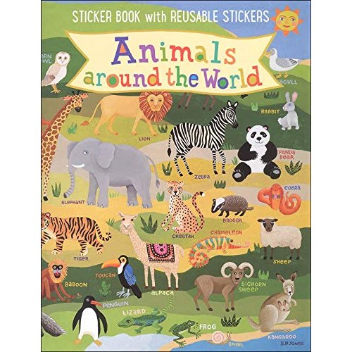 Waypoint Geographic Kids' Animals Around The World Sticker Book, Self-Adhesive Vinyl Stickers, Illustrated Reusable Sticker Book, Informative Educational Tool for Kids, 12.25” L x 8.75” W x 0.25” H