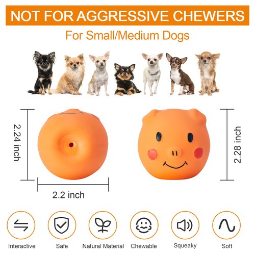 Coricorsu Squeaky Dog Toy Dog Squeaky Toys Chewing Durable Teething Latex Rubber Soft Interactive Fetch Play Dog Balls with Funny Piggy Face for Puppy Small Medium Pet Dog (6PCS)