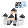 COHHFWPD Wooden Building Blocks, Stacking Blocks Mini Size in Tin Box for Travel, Educational Toy Set for Kids Age 3+