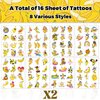 192PCS Banana Temporary Tattoos 16 Sheets of Fun Yellow Cartoon Banana Stickers, Perfect for Birthday Party Favors, Kids Decorations, and Gifts for Boys and Girls