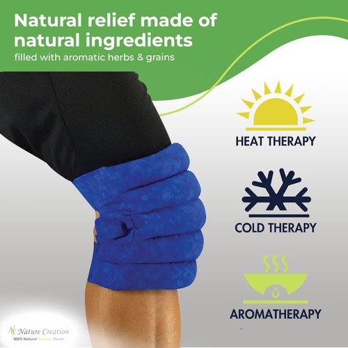 Nature Creation Microwave Heating Pad for Knee - Heating Pad Microwavable for Joints, Knee Pain & Sore Muscle - Reusable Hot/Cold Pack for Joints Comfort and Relaxation, Blue Marble 1 Pack