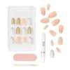 Ardell Nail Addict Premium Artificial Nail Set, Pink Marble & Gold 24-Pc, Medium-Length, Almond-Shape, DIY Press-On Nails, Quick and Easy to Use, with Glue, Cuticle Stick and Nail File