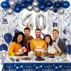 40th Birthday Decorations for Men, Blue and Silver 40th Birthday Party Decorations for Him, Happy Birthday Banner 40th Birthday Balloons Tablecloth Fringe Curtains Hanging Swirls Bday Party Supplies