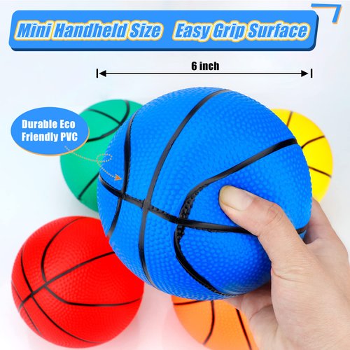 6" Mini Basketball Toy for Mini Hoops, 6 Inch Mini Pool Balls for Swimming Pool Infltable Hoops, Small Basketball For Over The Door Basketball Hoop, PVC Beach Balls for Kids Toddler Indoor 3 Pack