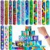 Slap Bracelets for Kids Party Favors 48Pcs Goodie Bag Stuffers Snap Bracelets Bulk Toys Wristbands Pinata Stuffer Xmas Halloween Easter Party Supplies Treasure Prize Box Toys for Kids Classroom Prizes
