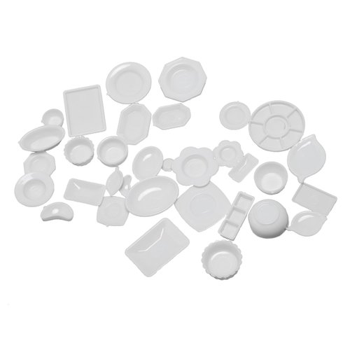Fateanuki 1 12 Scale Doll House 34Pcs Plates Set Miniature Plate Multistyle Tableware Dish Kitchen Accessory Dollhouse Toy Dining Table Furnitures Decoration Accessories