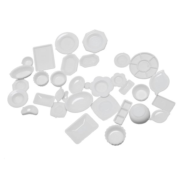 Fateanuki 1 12 Scale Doll House 34Pcs Plates Set Miniature Plate Multistyle Tableware Dish Kitchen Accessory Dollhouse Toy Dining Table Furnitures Decoration Accessories