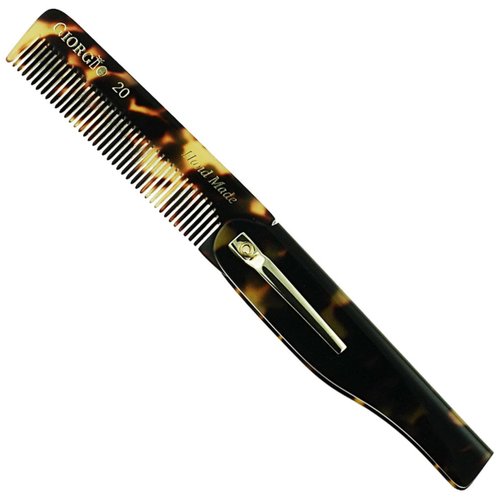 Giorgio G20 Folding Mustache and Beard Comb 6.5 Inch - Fine Tooth Travel Comb for Everyday Styling and Hair Care - Handcrafted Sawcut and Hand Polished