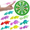 ZIZICG 10pcs Slingshot Dinosaurs with 1pcs Cardboard Targets,Rubber Slingshot Dino Finger Toys for Kids Adults,Birthday Halloween Party Favors Classroom Exchange Xmas Gifts for Boys Girls