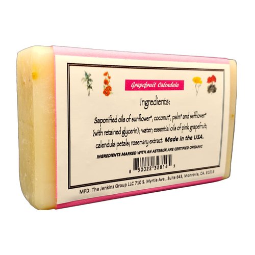 California Gold Artisan Soaps Grapefruit Calendula Bar Soap-Natural and Organic and Rich in Omega-3 and 6, 1-4 oz. bar