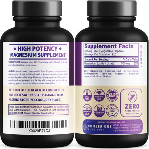 N1N Premium Magnesium Complex - High Absorption Magnesium Supplement for Women and Men to Support Regularity and Bone Health- 120 Veggie Capsules