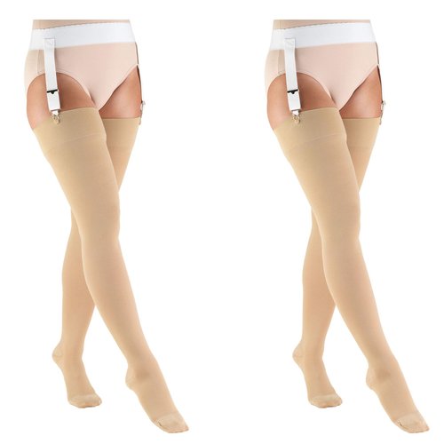 Truform Compression 30-40 Mmhg Thigh High Stockings Beige, Small, 2 Count