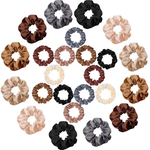 WILLBOND 24 Pieces Satin Hair Scrunchies Bulk Silk Elastic Hair Bands Ropes Ponytail Holder for Women Girls Hair Accessories Decorations(Vintage Colors)