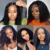 ISEE Wear and Go Glueless Wigs Human Hair Pre Plucked Deep Wave Bob Wig Human Hair Lace Front Wigs for Women Upgraded No Glue Pre Cut 4x4 Lace Closure Glueless Wigs for Black Women Human Hair 14 Inch