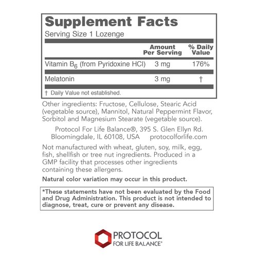 Protocol Melatonin 3mg - Melatonin Supplement - for Adults - Chewable Melatonin Lozenges - Non-GMO & Kosher - 120 Lozenges