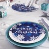 Whaline Christmas Paper Plates White Blue Snowflake Round Disposable Plates 9 Inch Merry Christmas Decorative Tableware for Christmas Winter Holiday Dinner Birthday Party Supplies, 24Pcs