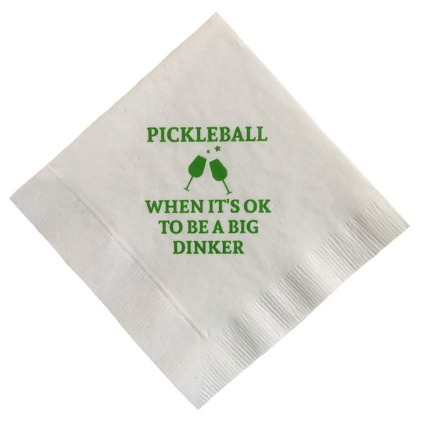 Pickleball Pickle Ball Cocktail Drink Napkins Paper Party Lime Green (White with Lime Green, 20)