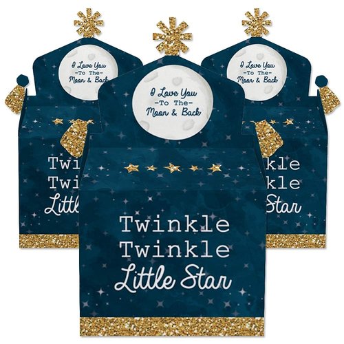 Big Dot of Happiness Twinkle Twinkle Little Star - Treat Box Party Favors - Baby Shower or Birthday Party Goodie Gable Boxes - Set of 12